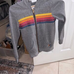 Aviator Nation Gray Jacket with Colorful Stripes